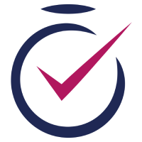 Icon: Uhr mit lilafarbenem Häkchen in der Mitte
