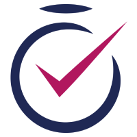 Icon: Uhr mit lilafarbenem Häkchen in der Mitte