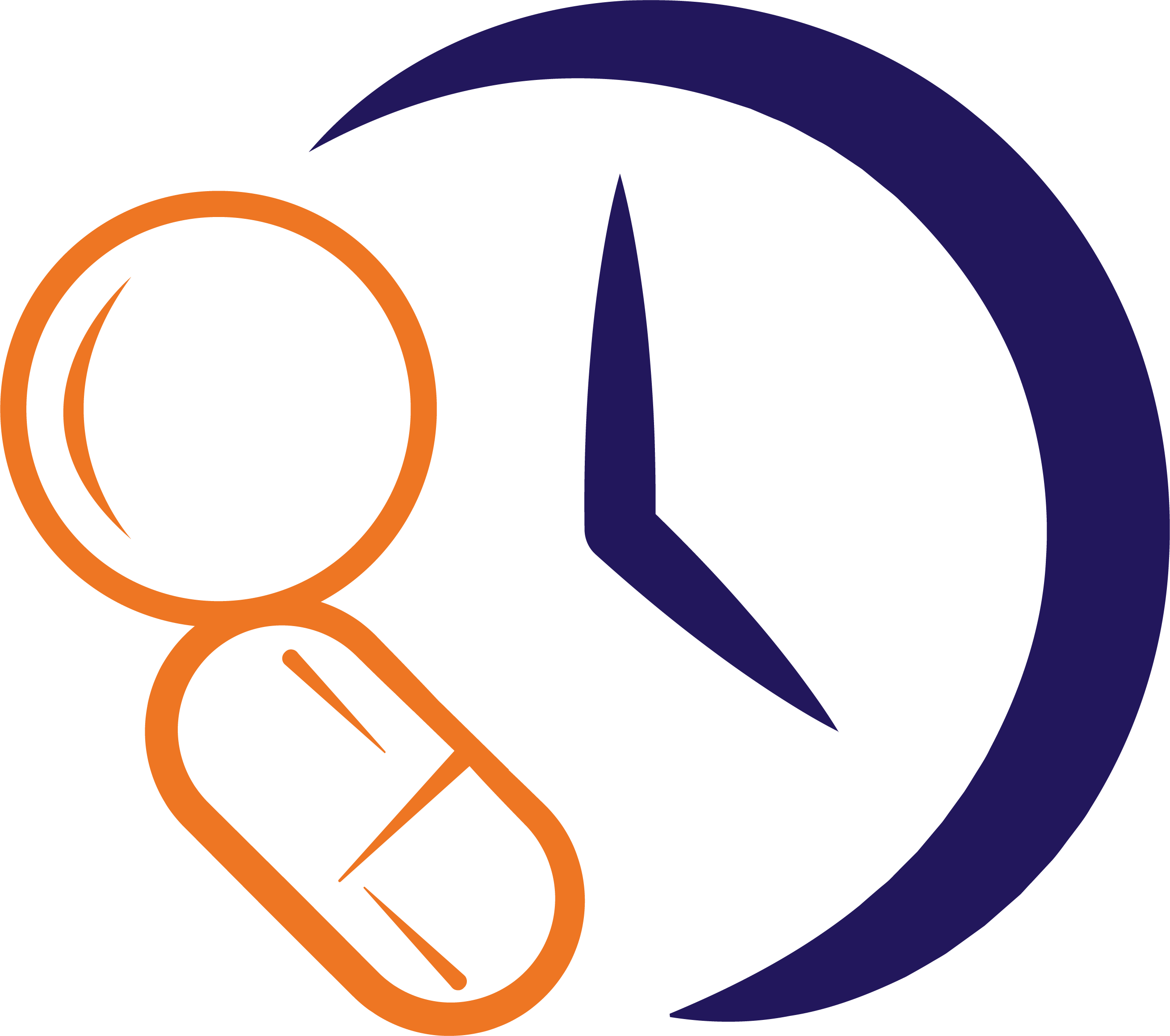 Icon: Uhr mit 2 Tabletten