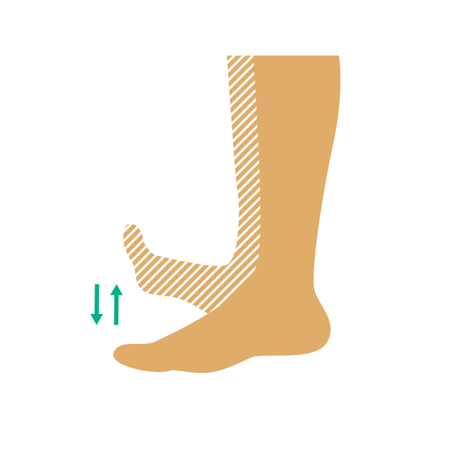 Illustration: Fuß wird gehoben und leicht nach außen gedreht.