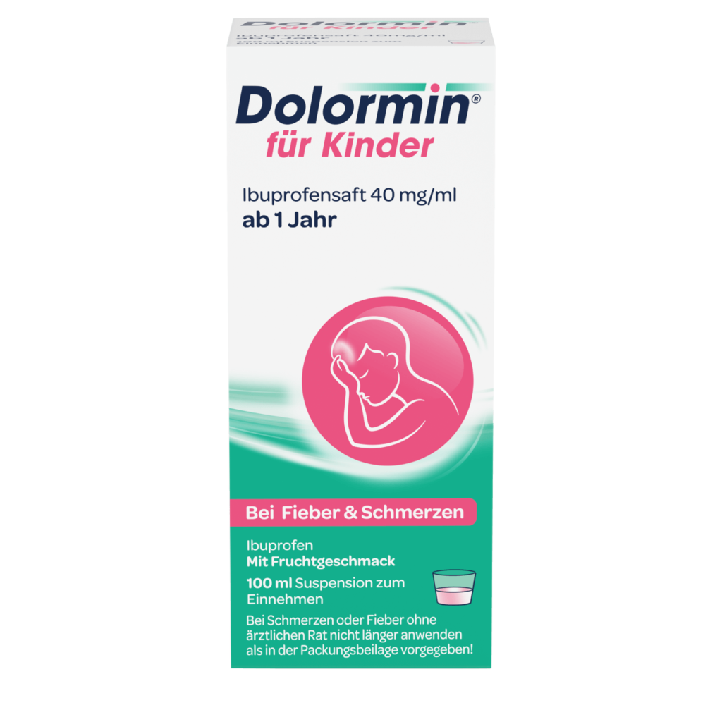 Vorderseite der Verpackung von Dolormin für Kinder 100ml