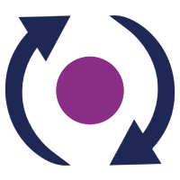 Icon: Lilafarbener Kreis umrahmt mit zwei runden Pfeilen
